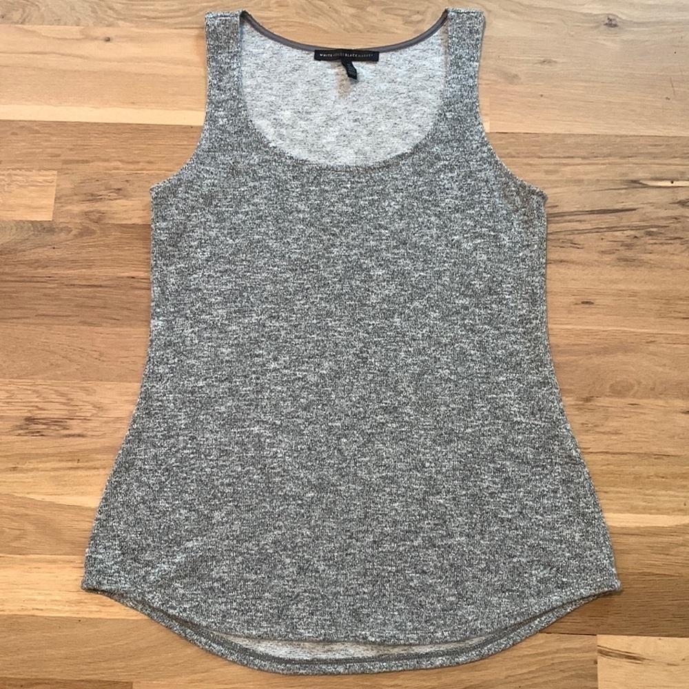 Wh|bm Metallic Sparkly Gray Knit Sleeveless Blouse Women’s M